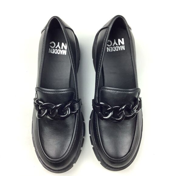 Madden NYC Shoes Women's 7.5 Loafers Black Chunky Lug Heels Platform Y2K Grunge - Picture 3 of 12